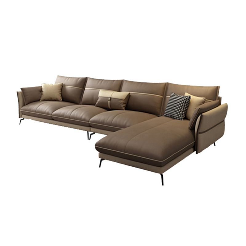Scandinavian 35.43 " H Faux Leather Flared Arm Sofa & Chaise