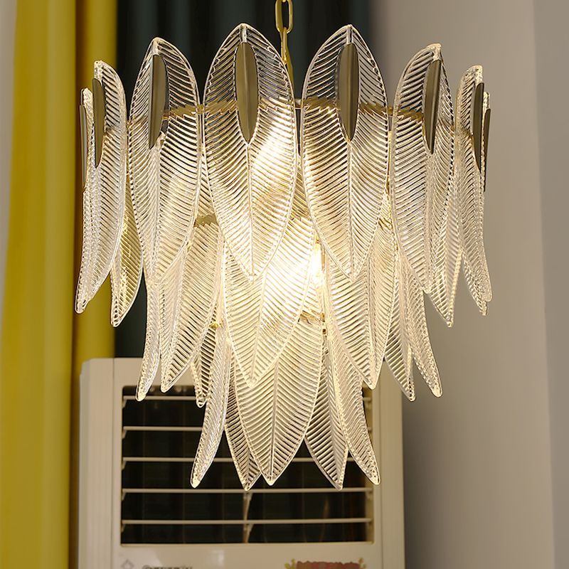 Contemporary Style Unique Shape Pendant Lights Glass Chandelier Lights in Gold