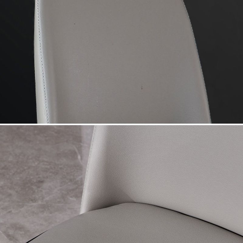 Industrial Ash Open Side Chair Matte Finish Leather Dining Chair with Black Legs
