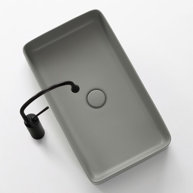 Modern Bathroom Sink Porcelain Rectangular with Pop-Up Drain Vessel Lavatory Sink