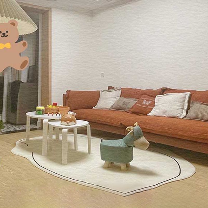 Novelty Shade Tribal Diamond Rug Beige Polyester Carpet Stain Resistant Rug for Bedroom