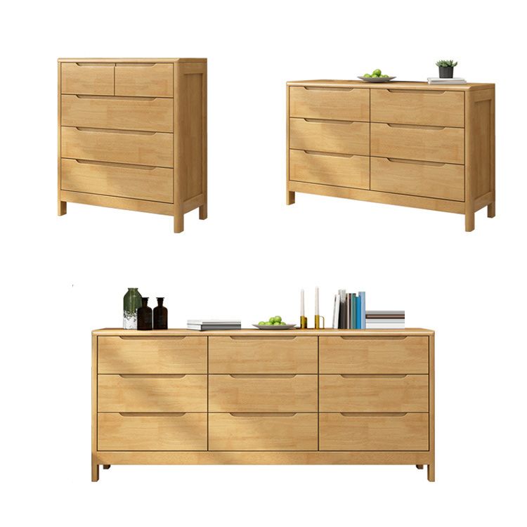 Ultra-Modern Rubberwood Double Dresser Horizontal Storage Chest Dresser for Bedroom