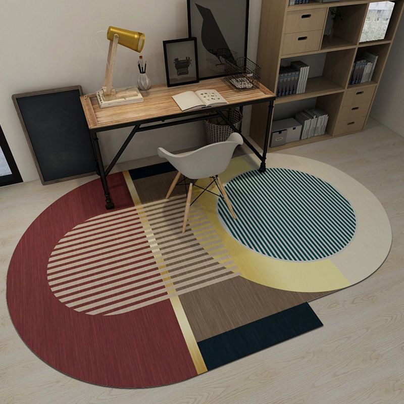 Red Simple Rug Polyester Cock Area Rug Stain Resistant Rug for Living Room