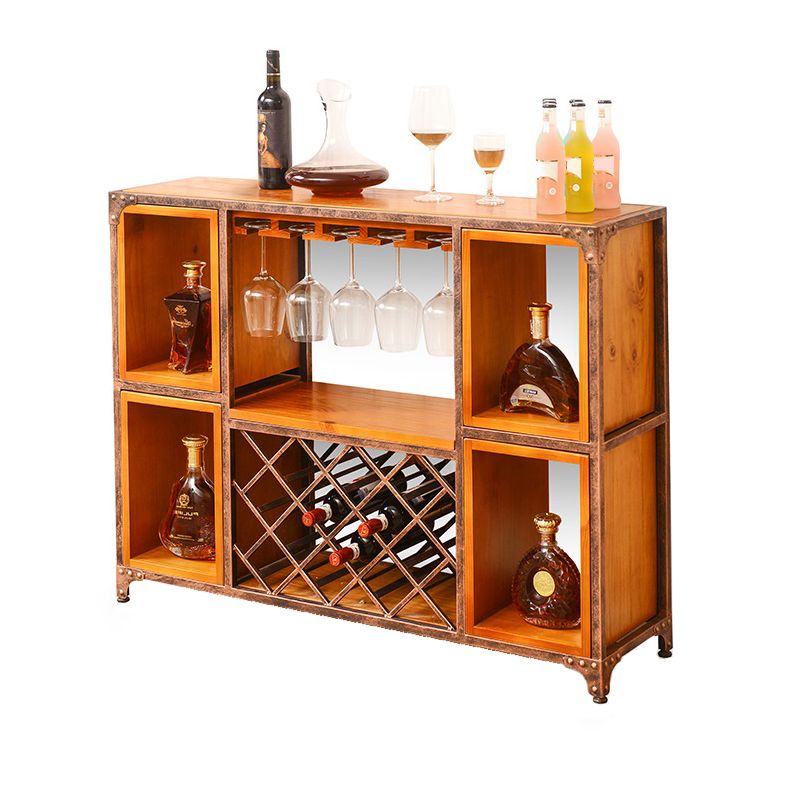 Industrial Wine Glass Stemware Rack Holder Floor Solid Wood Wine Rack Kit