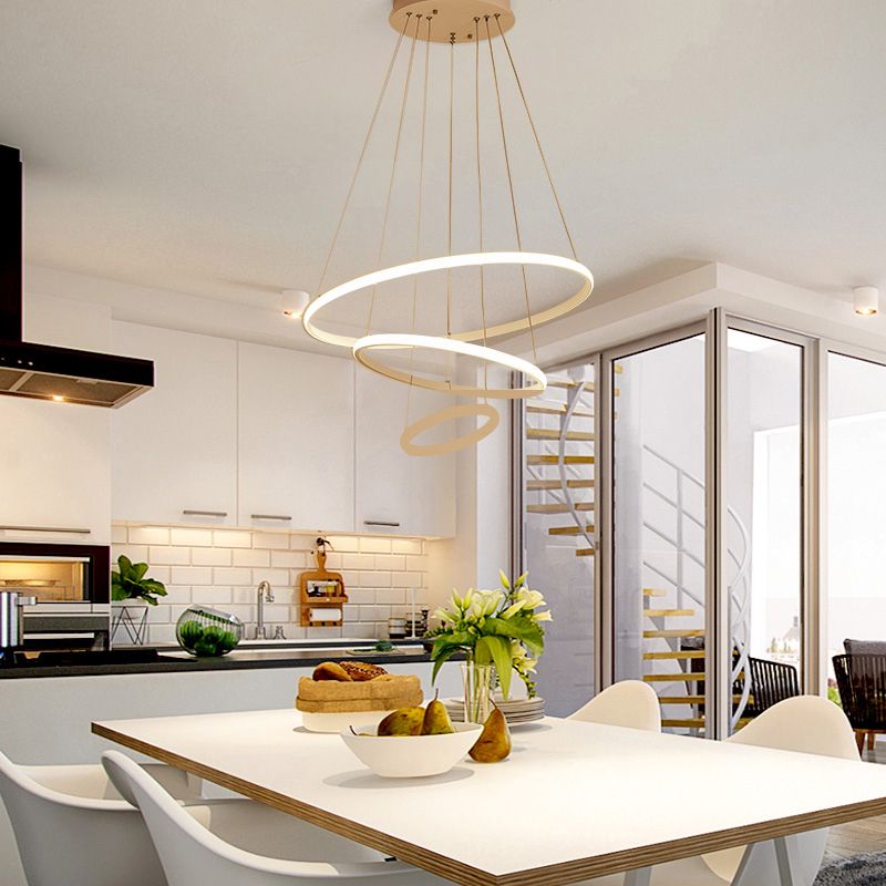 Minimalist Halo Hanging Lighting Acrylic 3-Head Restaurant LED Chandelier Pendant Light