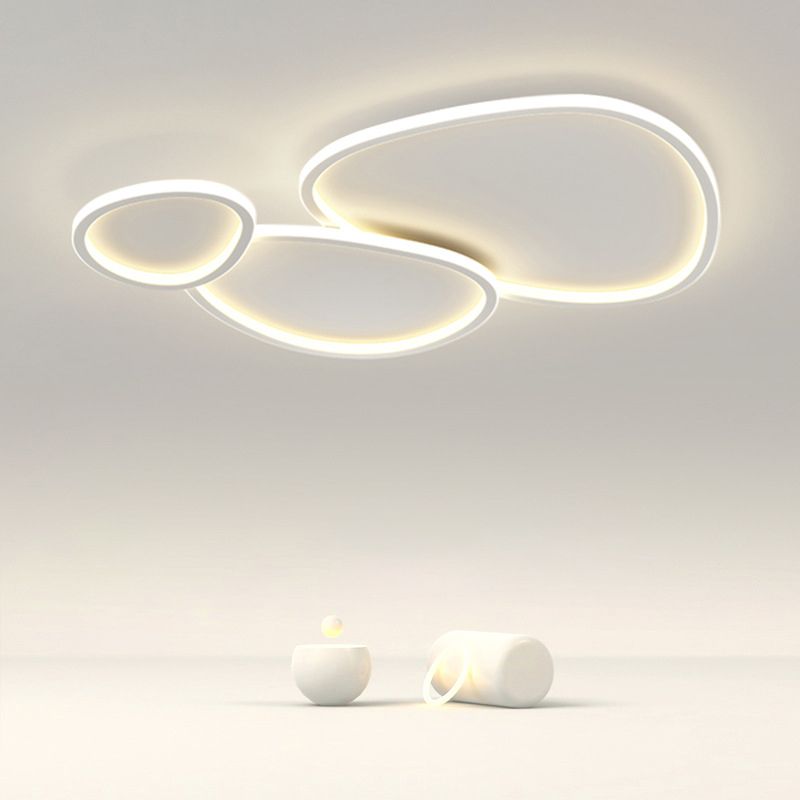Nordic Flush Mount Metal LED Ceiling Light Fixture in White for Living Room