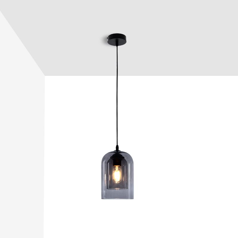 Glazen zwarte hanglamp in moderne creatieve stijl Iron Bell Hanging Lamp voor eetkamer