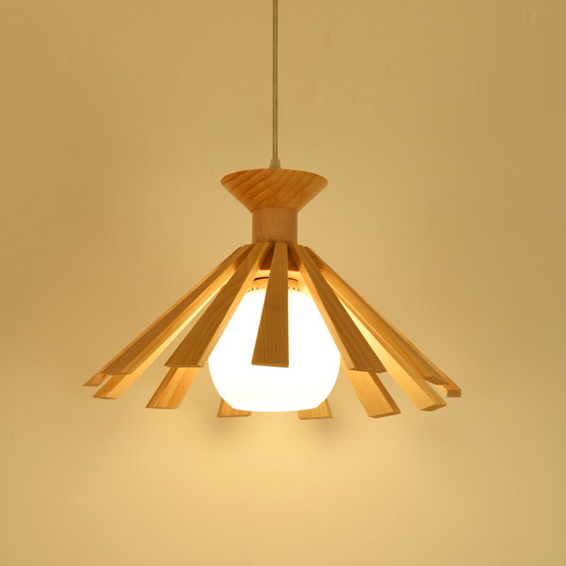 Kegelvormige eetkamer hangend plafondlicht houten Noordse stijl hanglamp lamp in hout in hout