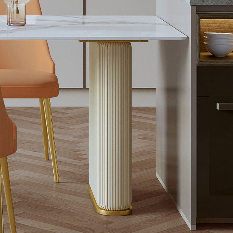 Traditional Luxury Dining Table White Sintered Stone Dining Table for Kitchen