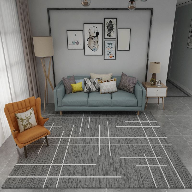 Creative Minimalist Rug Multicolor Criss-Cross Line Art Rug Anti-Slip Stain Resistant Pet Friendly Rug for Living Room