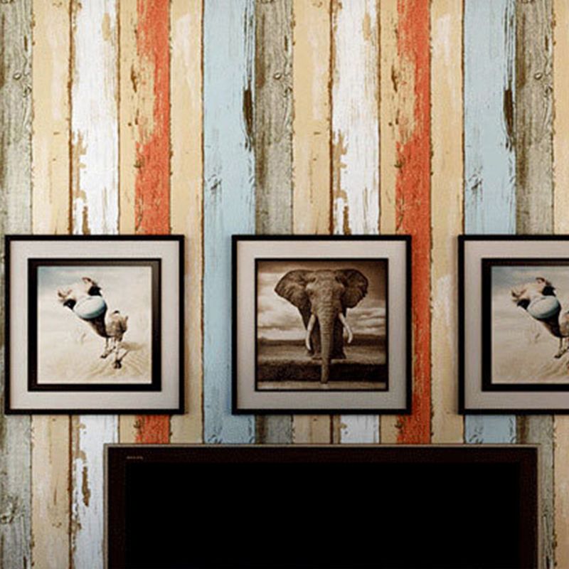 Classic Wooden Stripe Stain-Resistant Non-Pasted Wallpaper, 33' x 20.5"