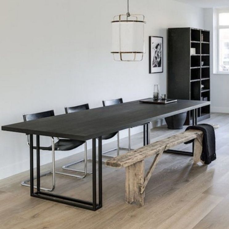 Rectangle Industrial Dinner Table Dining Room Solid Wood Dining Table