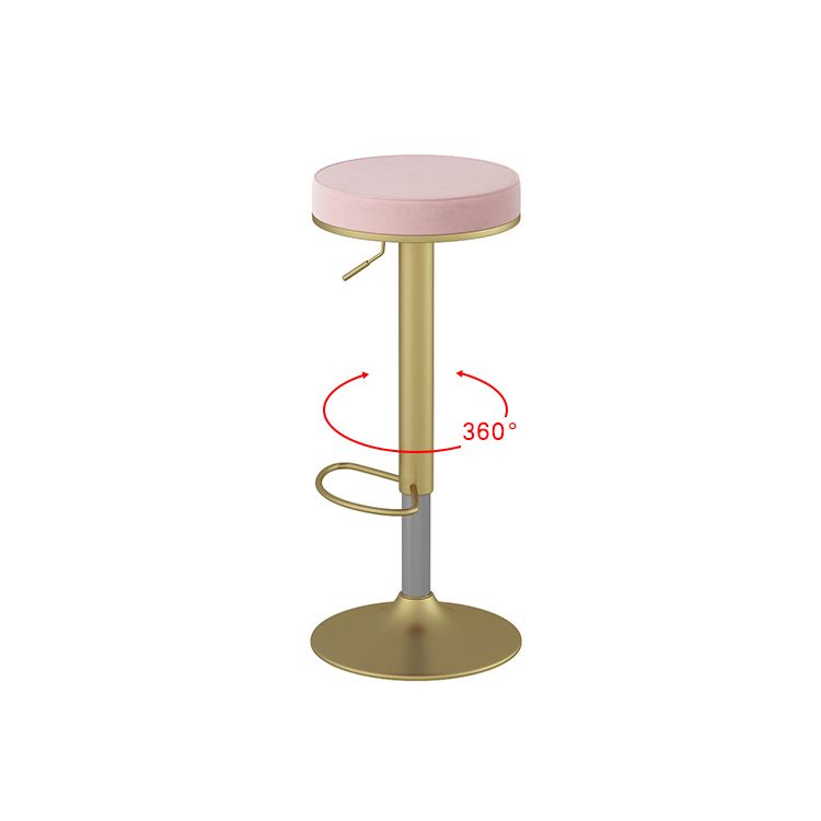 Glam Liftable Rotatable Counter Stool Steel Cafe Bar Stool with Velvet Cushion and Pedal