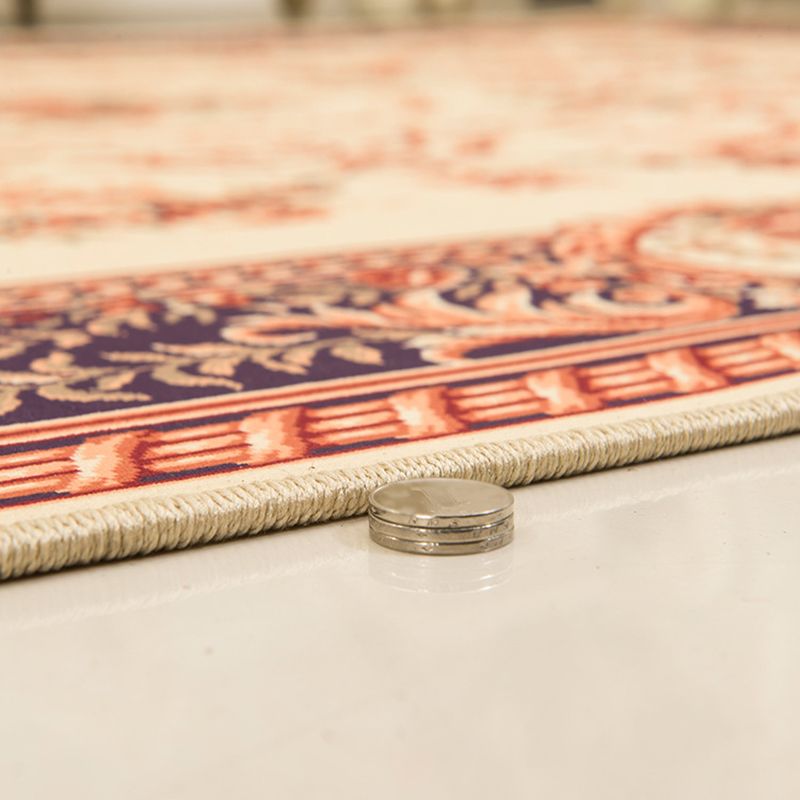 Dark Red Extravagant Rug Polyester Graphic Area Rug Non-Slip Backing Rug for Drawing Room