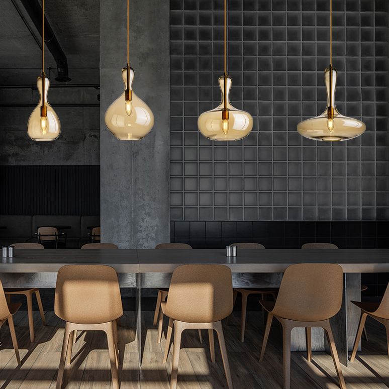 1 Head Restaurant Suspension Beleuchtung moderner Anhänger Licht mit Tröpfchenbernglasschatten