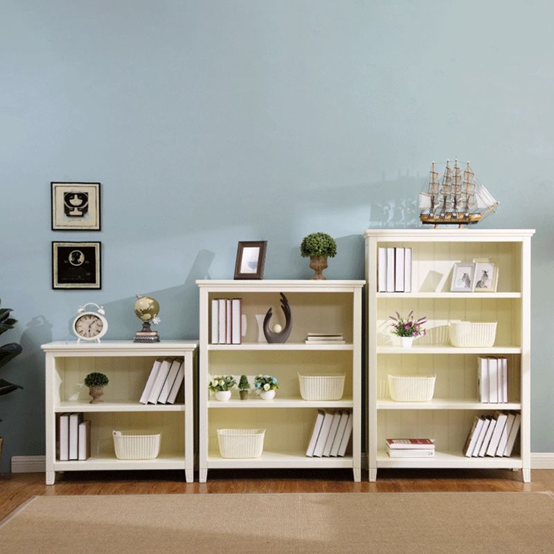 Modern Style Closed Back Book Shelf Standard Wooden Bookcase in White