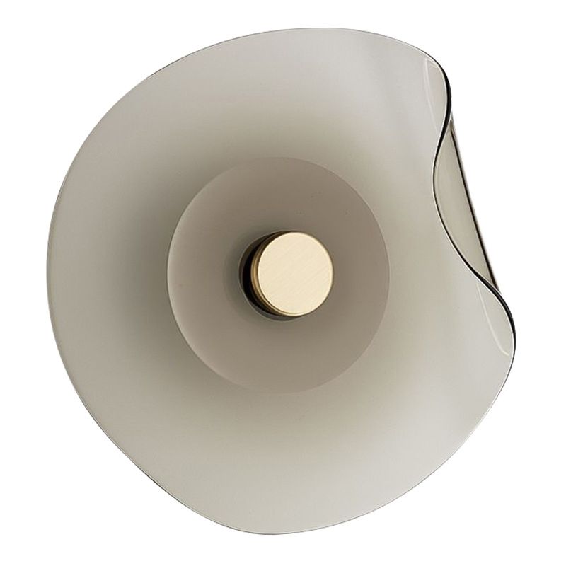 Round Glass Wall Sconce Modern LED Wall Lighting Fixture in Grey / Amber Finish