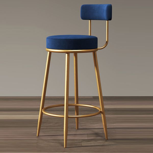 Glam Armless Backrest Counter Stool Iron Cushion Bar Stool with and Pedal