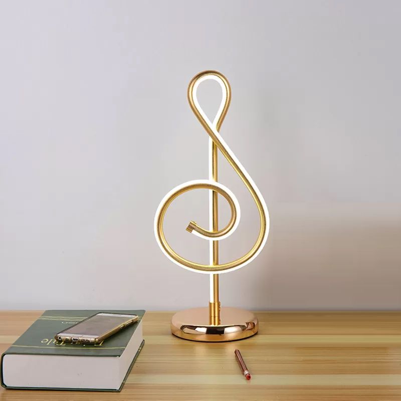 Minimalismus gekrümmte Aufgabenbeleuchtung Acryl -LED -Nachttischlampe in goldenem, warmem/weißem Licht