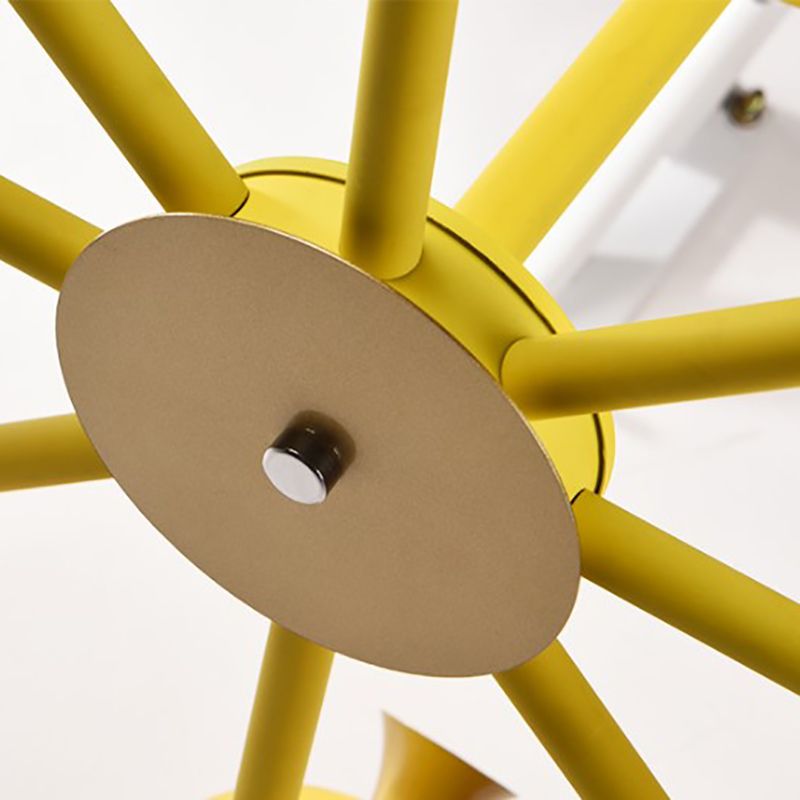 Simple Macron Chandelier Metal Multi Head Pendant Lighting Fixtures for Bedroom