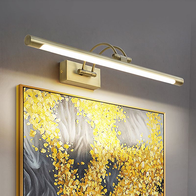 Minimalistic LED Wall Sconce Lighting Tubular Adjustable Vanity Light with Plastic Shade