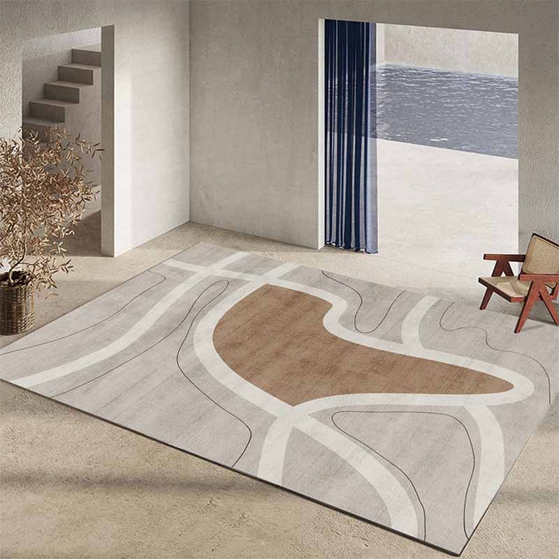 Bold Washable Indoor Rug Contrast Panel Area Rug Stain Resistant Polyster Rug for Living Room