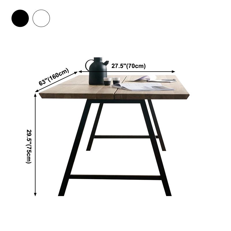 Metal Industrial Rectangle Dining Table Solid Wood Top Table for Kitchen