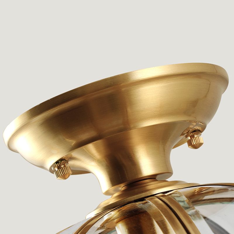 Glass Brass Semi Flush Mount Light Shaded Vintage Close to Ceiling Lamp
