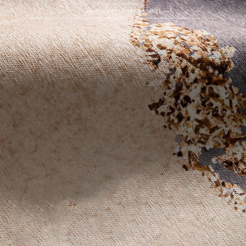 Simplicity Abstract Ink Printed Rug Gray Tone Polyester Area Carpet Easy Care Rug for Living Room