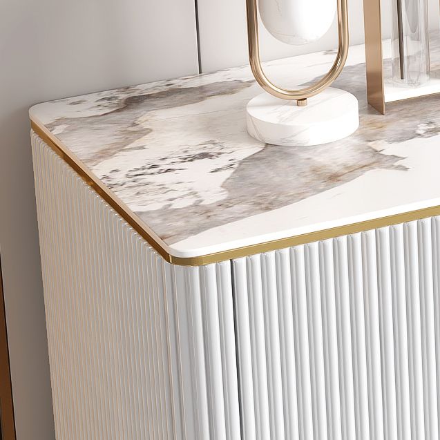 Glam Style Credenza Stone Buffet Credenza with Drawers and Cabinets