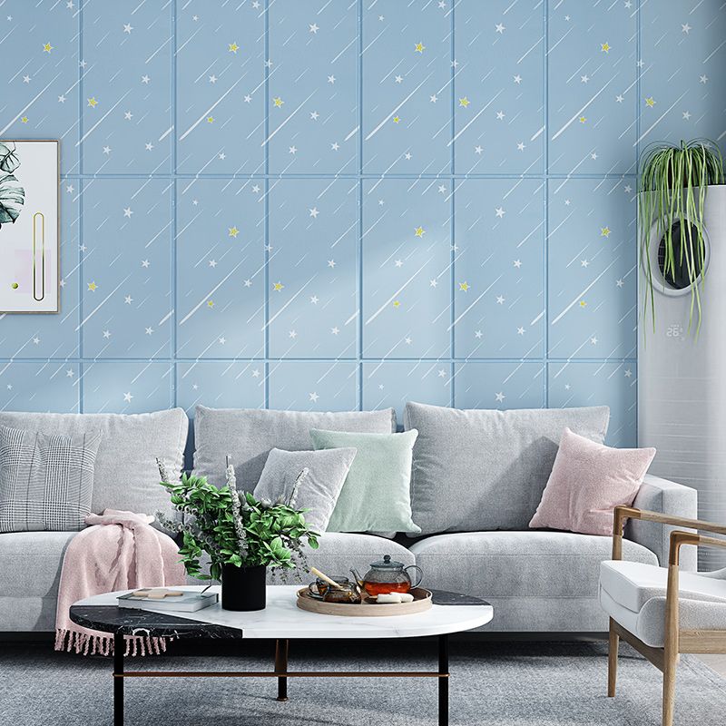 Contemporary Wall Ceiling Cartoon Print Peel and Stick Waterproof Wall Panel