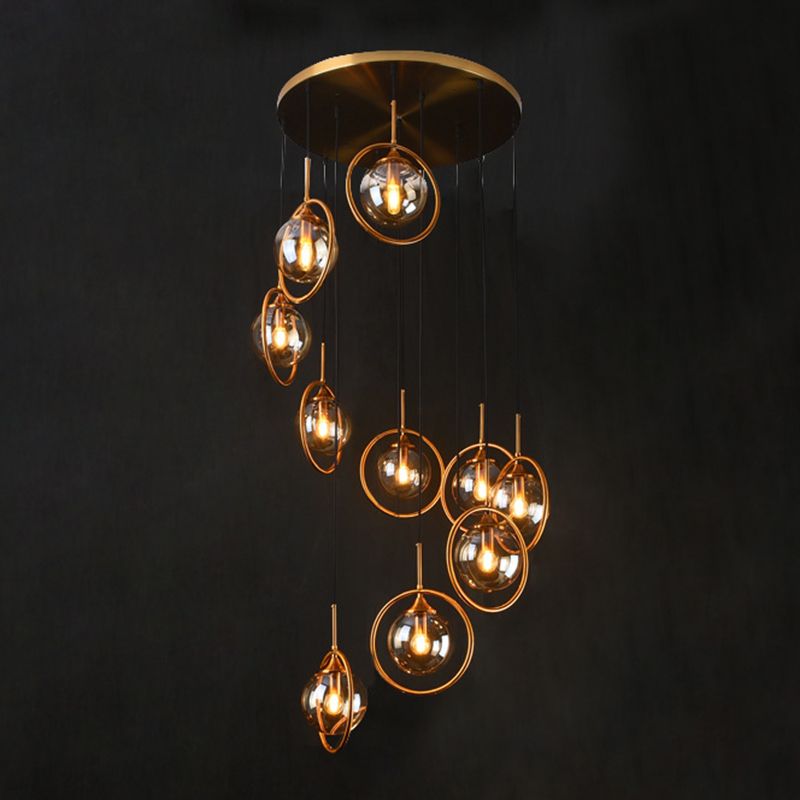 Nordic Style Spiral Ball Hanging Lighting Glas Treppe Multi -Light -Anhänger