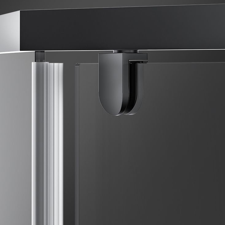 Black and Silver Neo-Angle Shower Enclosure Tempered Glass Shower Enclosure