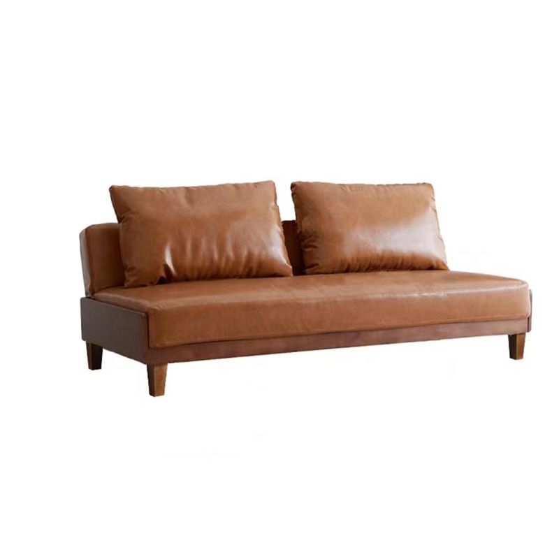 28.3"H Faux Leather Armless Convertible Sofa for Living Room