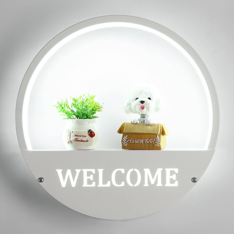 Nordic Style Iron Wall Light Round Shape LED Wall Lamp with Silica Gel Shade for Bedroom