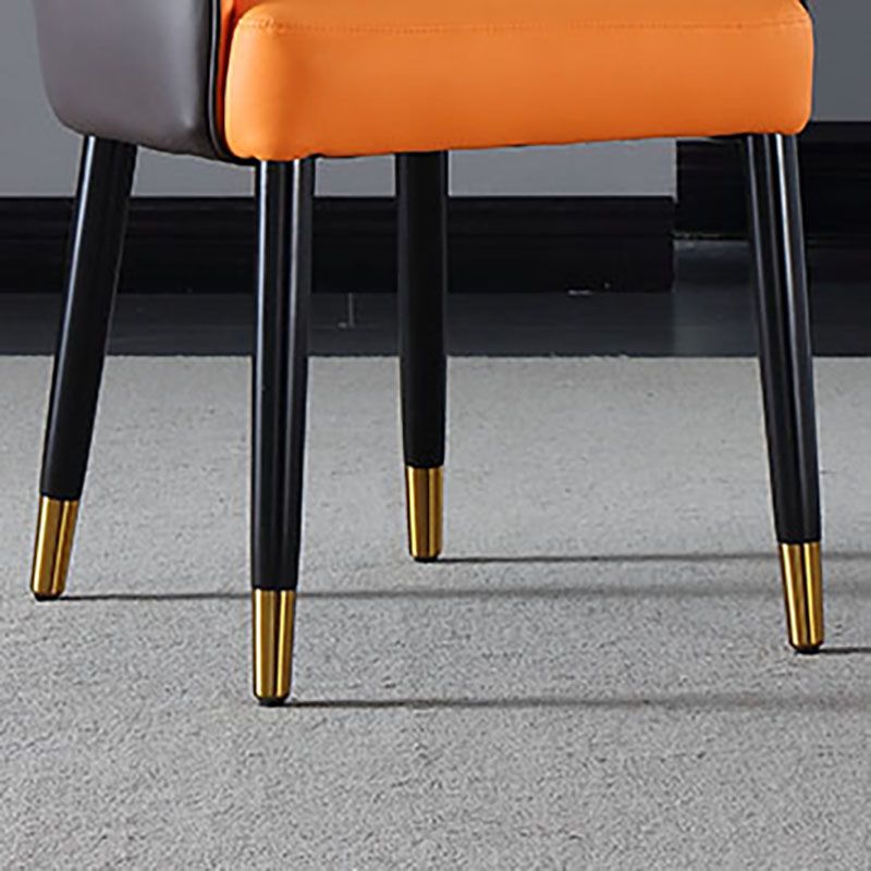 Solid Back Arm Side Chair Scandinavian Design Leather Dining Side Chair