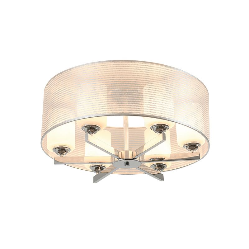 Drum semi-inbouwverlichting Minimalistisch wit glas 6-lichts chroom inbouwlamparmatuur met buiskap