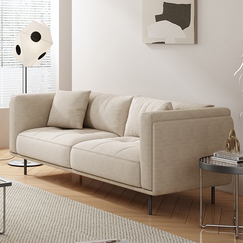 Contemporary Tuxedo Arm Cushions Sofa Faux Leather Standard Sofa with Pillows