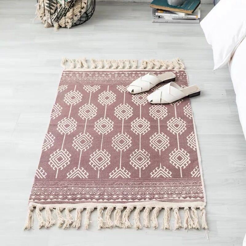 Boho Chic Schlafzimmer Teppich Mehrfarbig geometrische Muster Teppich Baumwollmaschin