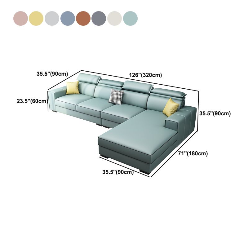 Adjustable Head Pillow Sectional with Square Arm,Faux Leather 4-Seater Sectional