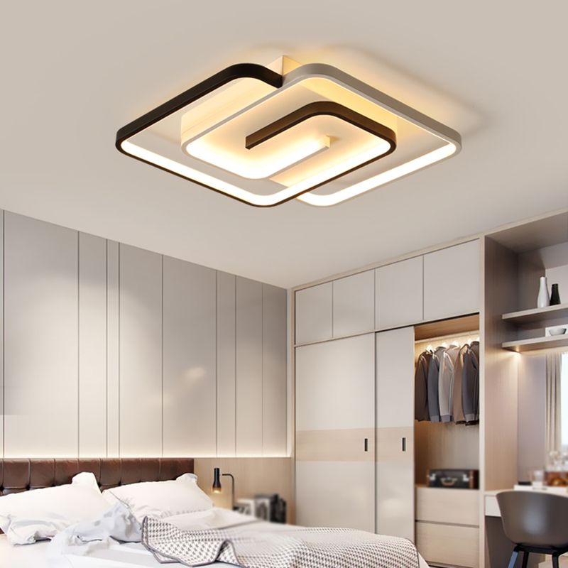 LED Modern Metal Flush Mount Linear Shape Ceiling Light with Acrylic Shade for Bedroom