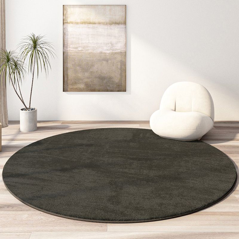 Round Plain Shag Area Rug Polyester Modern Carpet Non-Slip Backing Indoor Rug for Living Room