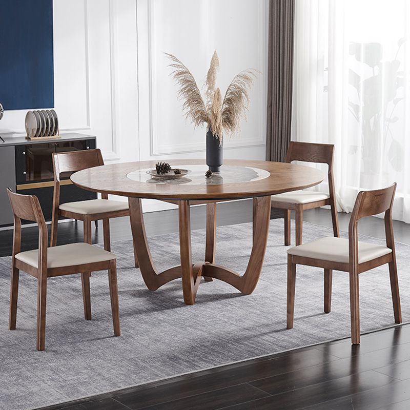 Modern Dining Set 1/4/5/7 Pcs Round Solid Wood Dining Table and Armless Chairs