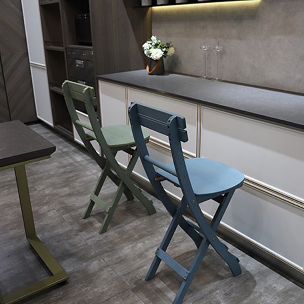 Modern Foldable Backrest Counter Chair Solid Wood Bar Chair with 4 Legs