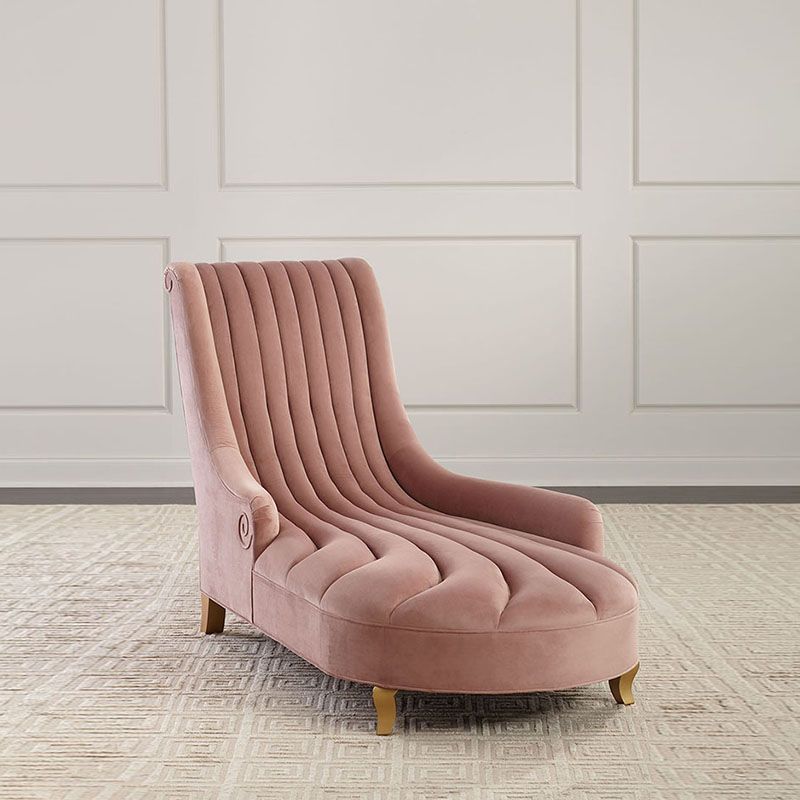 Luxury Style Velvet Chaise Lounge Bedroom Recessed Arms Chaise