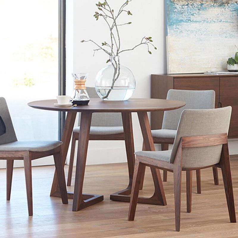 Modern Rubber Wood Table for Restaurant Dining Table with Double Wood Pedestal