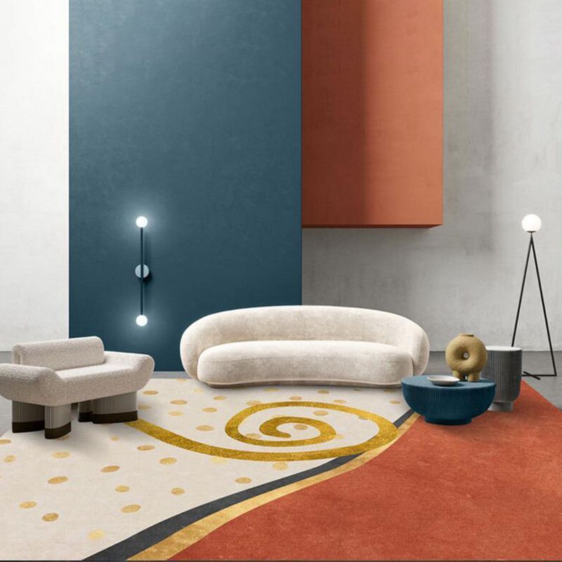 Orange Modern Carpet Polyester Graphic Area Carpet Washable Carpet for Drawing Room