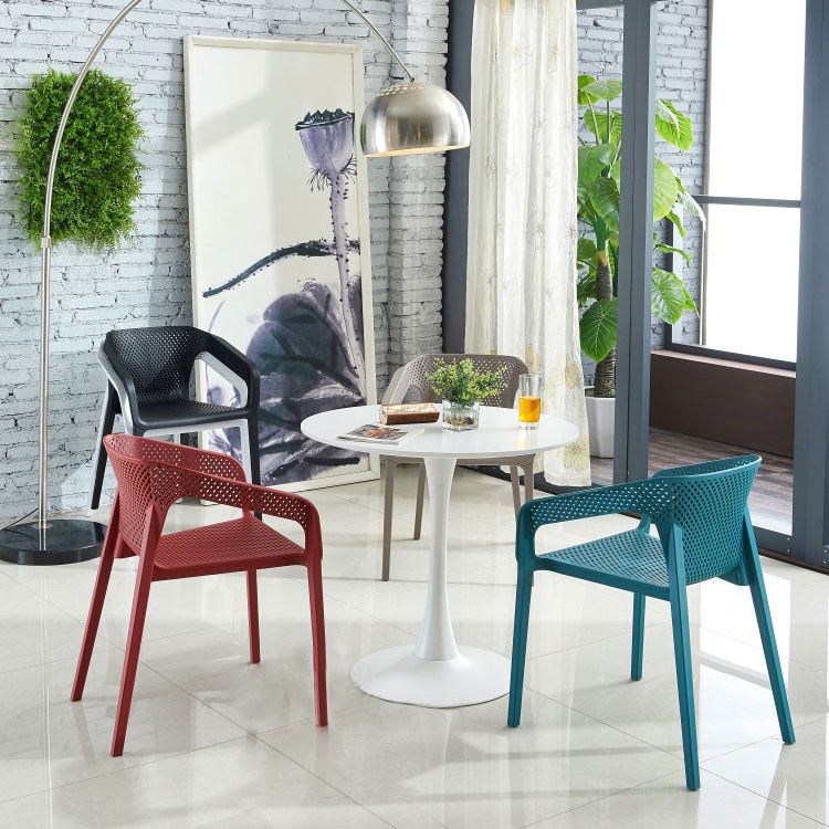 Ensemble de chaises de cuisine à manger avec bras arrière solide, chaises en plastique de style contemporain