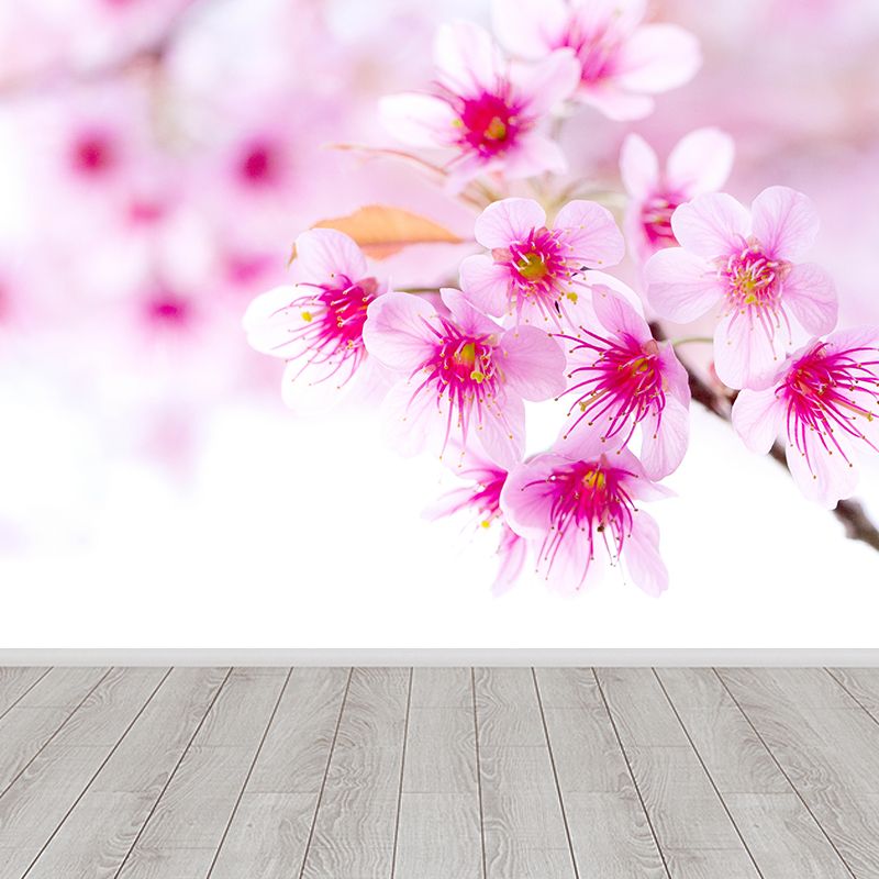 Pink Contemporary Wall Mural Extra Large Flower Print Wall Covering for Interior Wall