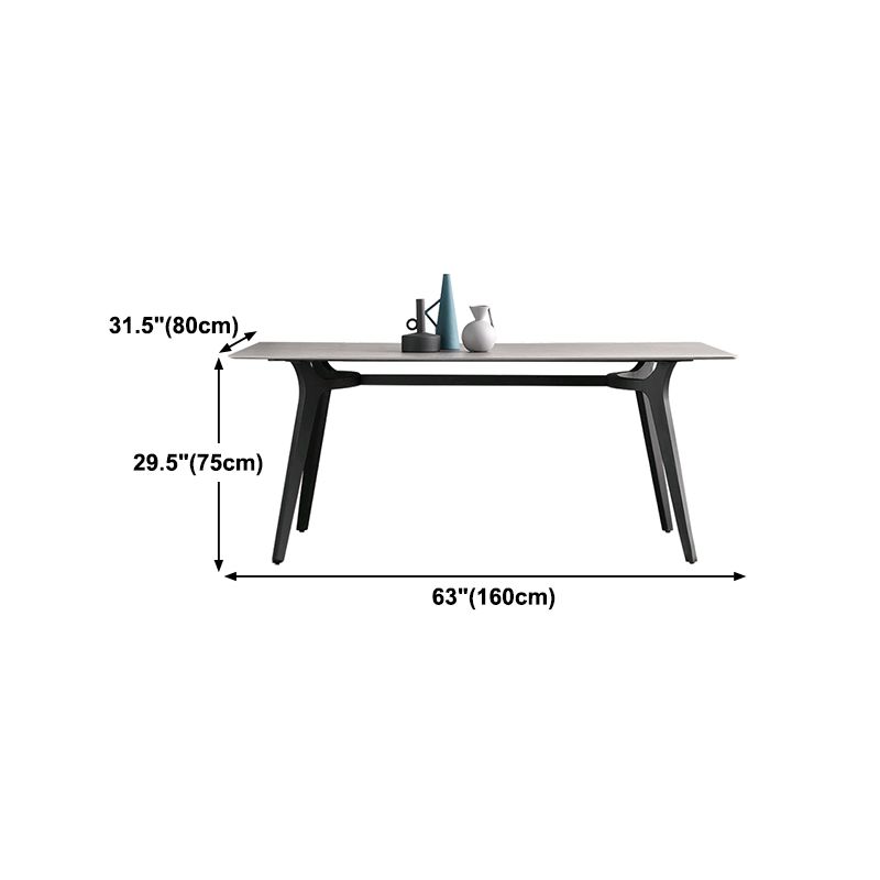Industrial Sintered Stone Grey Table for Restaurant Rectangle Dining Table with 4 Legs